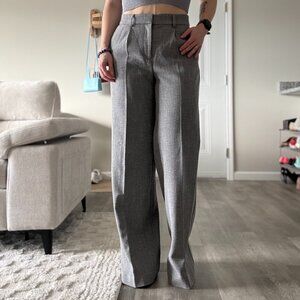 Express Editor Style Mid Rise Wide Leg Grey Trouser, Size 4